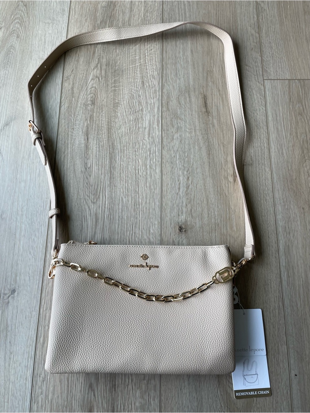 Nanette Lepore Desiree Pebble Crossbody W/logo Chain Swag 28730270 New With Tags